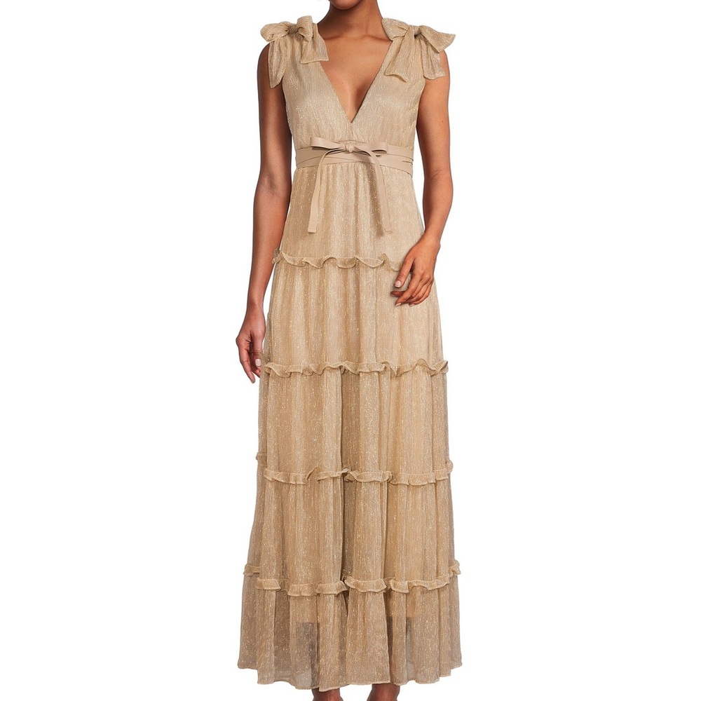 Metallic tiered gown